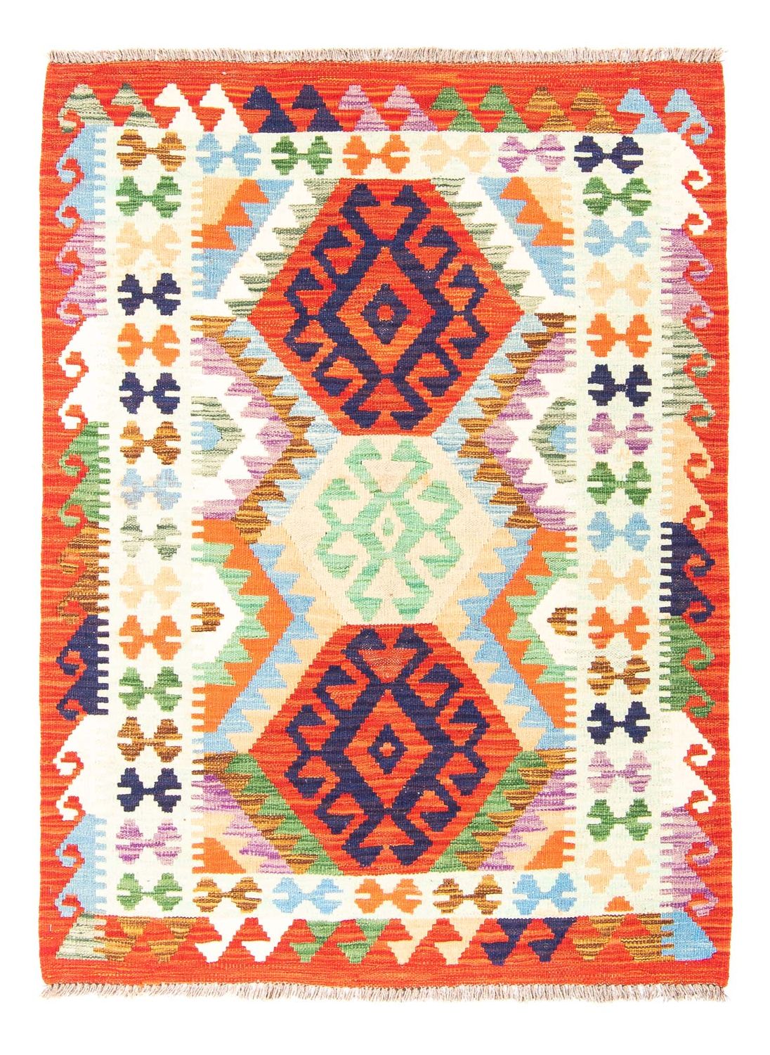 Kelim Carpet - Splash - 148 x 104 cm - rust