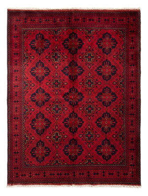 Afghansk tæppe - Kunduz - 200 x 156 cm - mørkerød