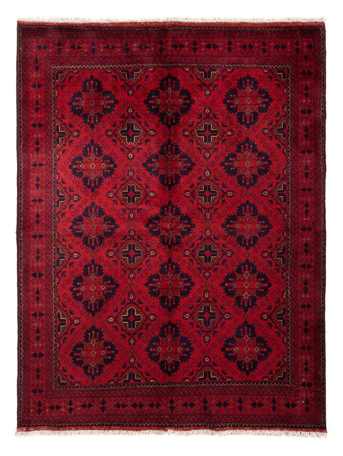 Afghansk tæppe - Kunduz - 200 x 156 cm - mørkerød