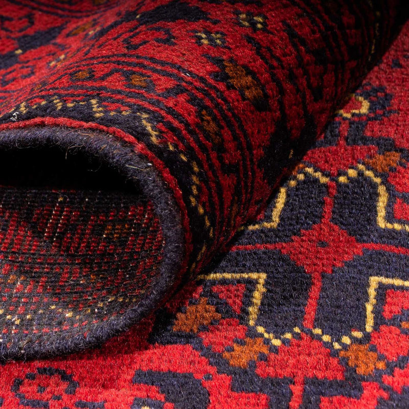 Afghansk tæppe - Kunduz - 200 x 156 cm - mørkerød