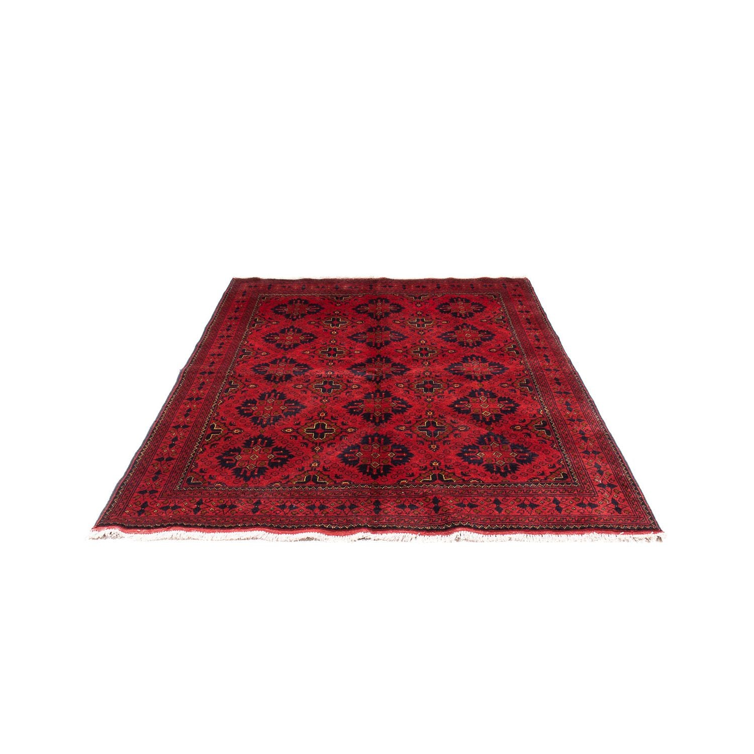Afghansk tæppe - Kunduz - 200 x 156 cm - mørkerød