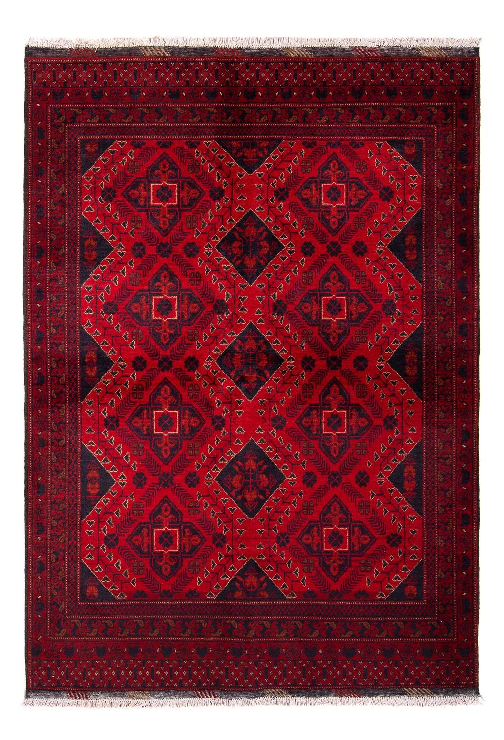 Afghansk tæppe - Kunduz - 199 x 126 cm - mørkerød