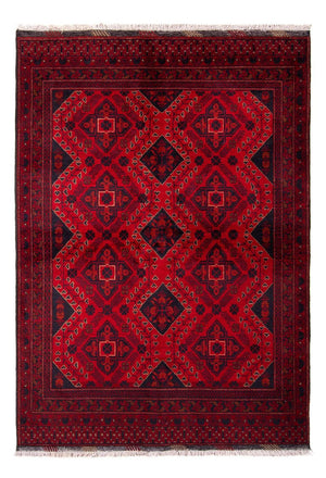 Afghansk tæppe - Kunduz - 199 x 126 cm - mørkerød