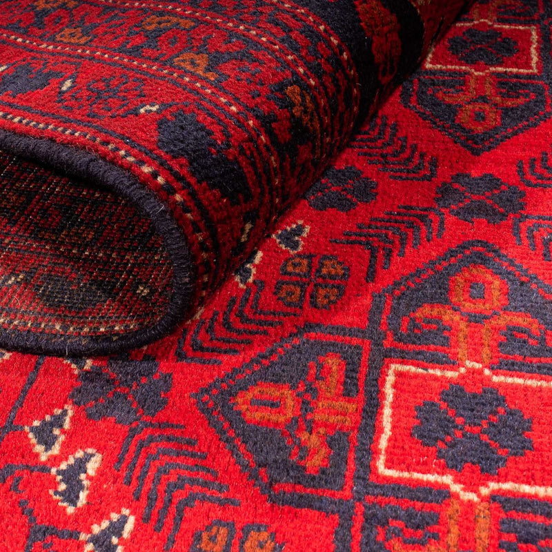 Afghansk tæppe - Kunduz - 199 x 126 cm - mørkerød
