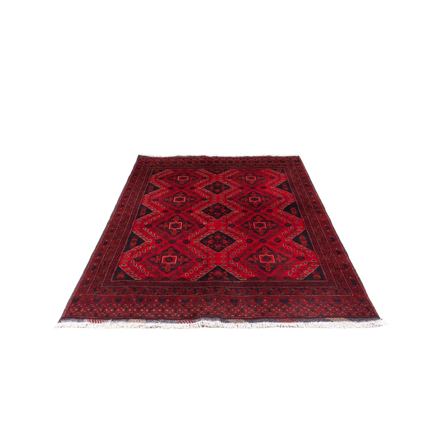 Afghansk tæppe - Kunduz - 199 x 126 cm - mørkerød