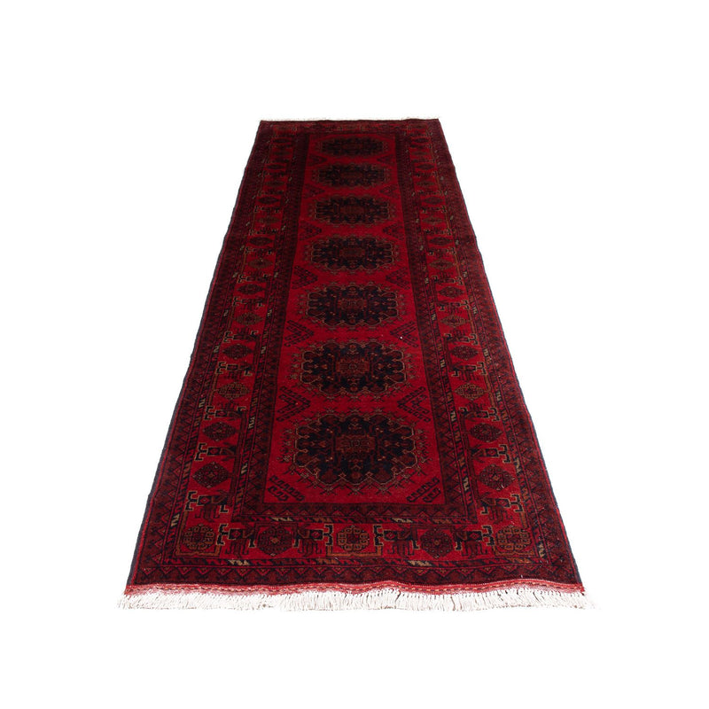 Løber Afghansk tæppe - Kunduz - 295 x 82 cm - mørkerød