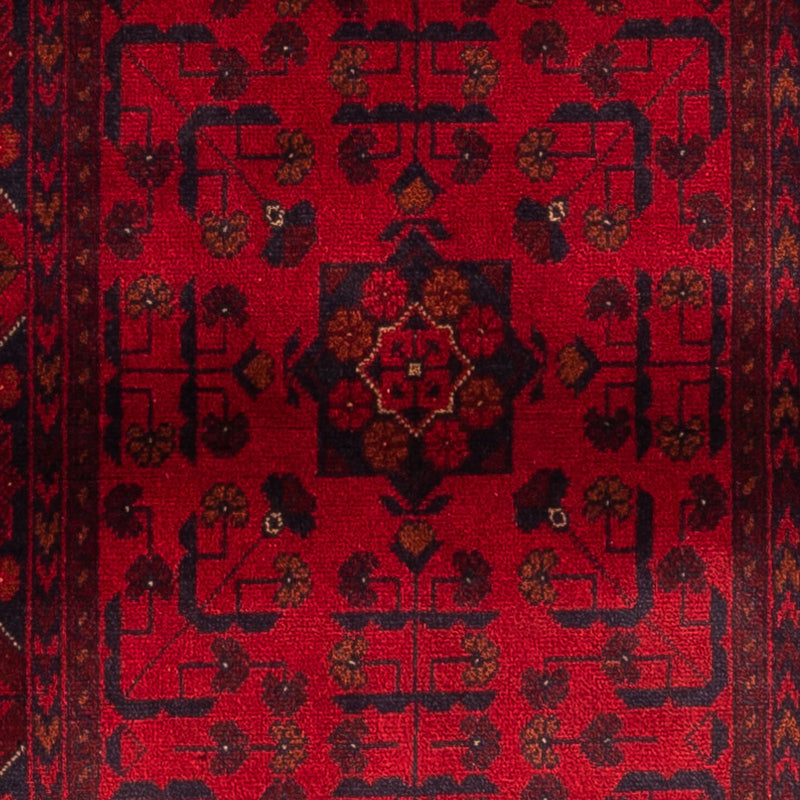 Løber Afghansk tæppe - Kunduz - 299 x 82 cm - mørkerød