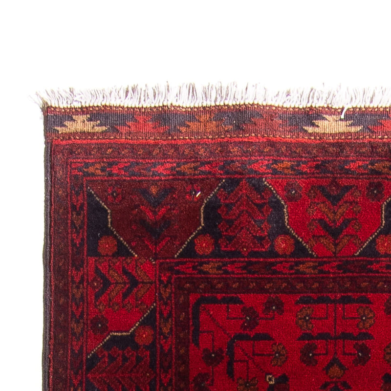 Løber Afghansk tæppe - Kunduz - 299 x 82 cm - mørkerød