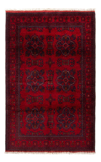 Afghansk tæppe - Kunduz - 219 x 126 cm - mørkerød