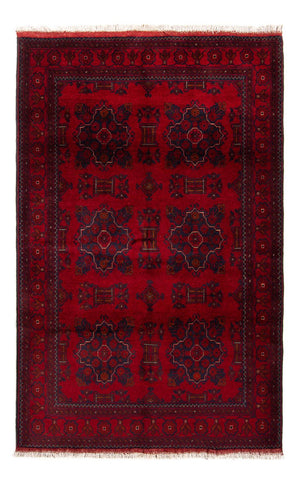 Afghansk tæppe - Kunduz - 219 x 126 cm - mørkerød