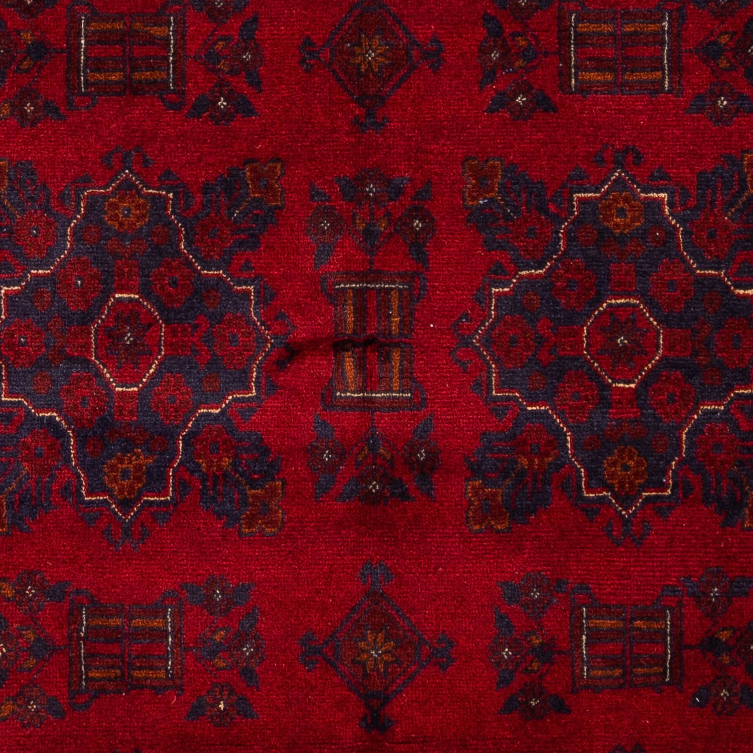 Afghansk tæppe - Kunduz - 219 x 126 cm - mørkerød