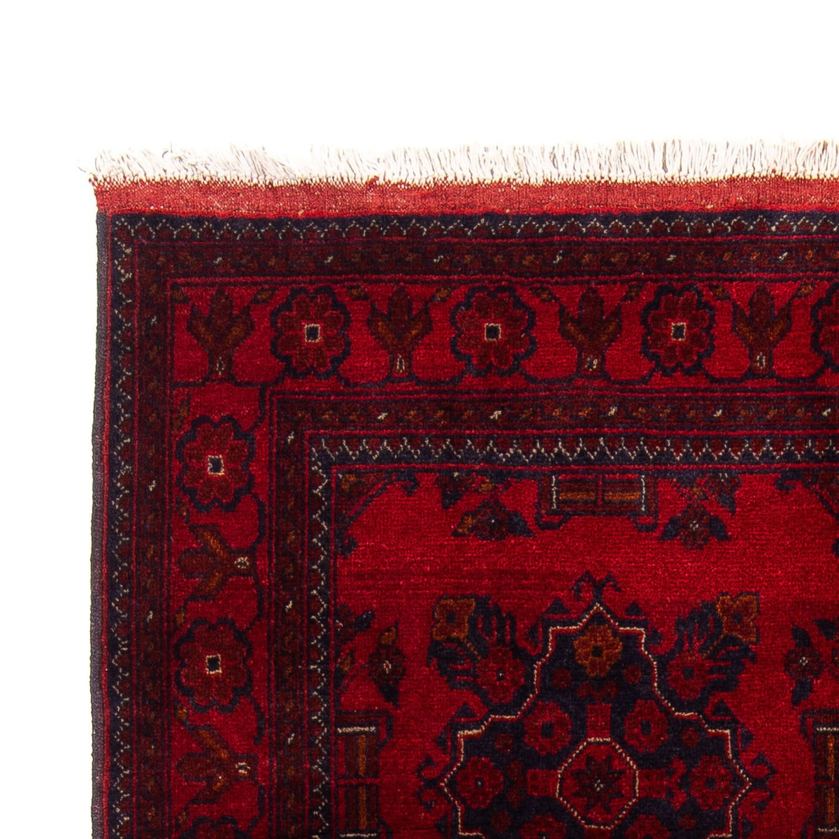 Afghansk tæppe - Kunduz - 219 x 126 cm - mørkerød
