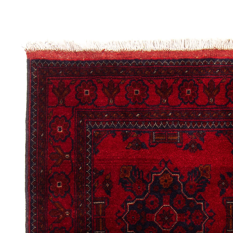 Afghansk tæppe - Kunduz - 219 x 126 cm - mørkerød