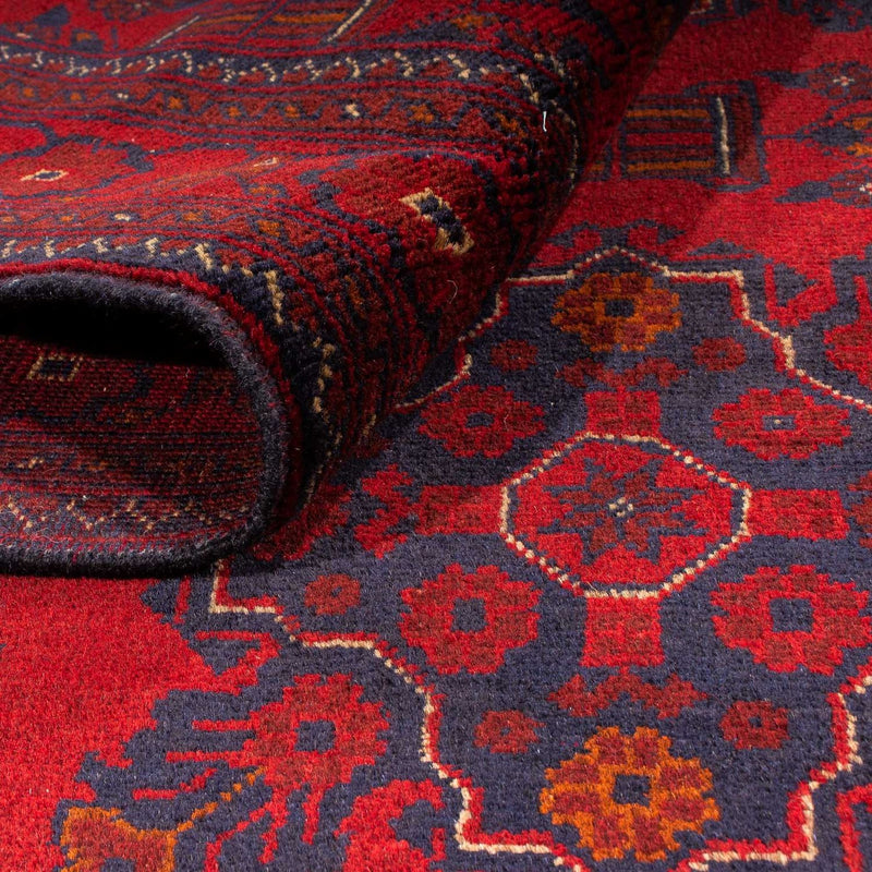 Afghansk tæppe - Kunduz - 219 x 126 cm - mørkerød