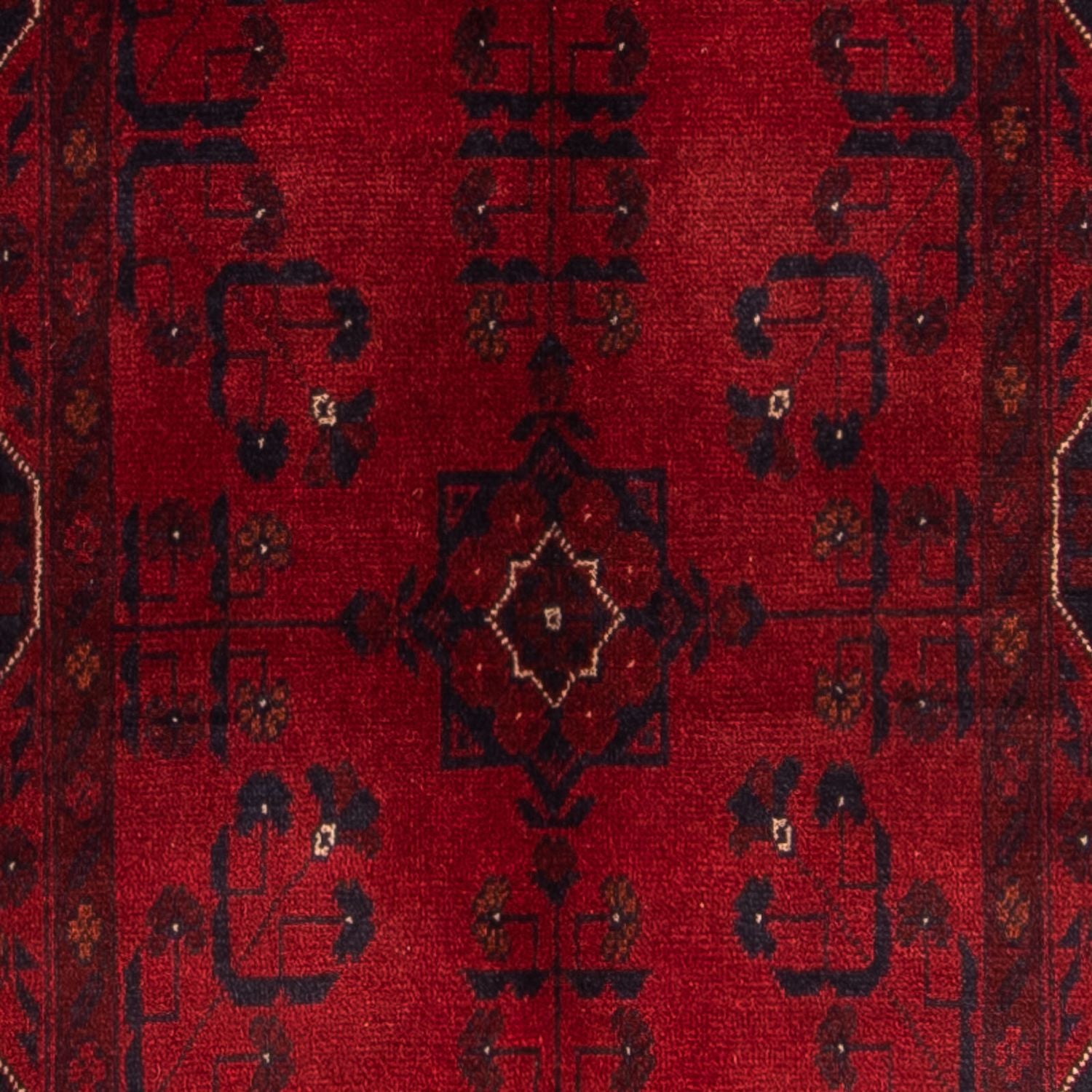 Løber Afghansk tæppe - Kunduz - 298 x 82 cm - mørkerød