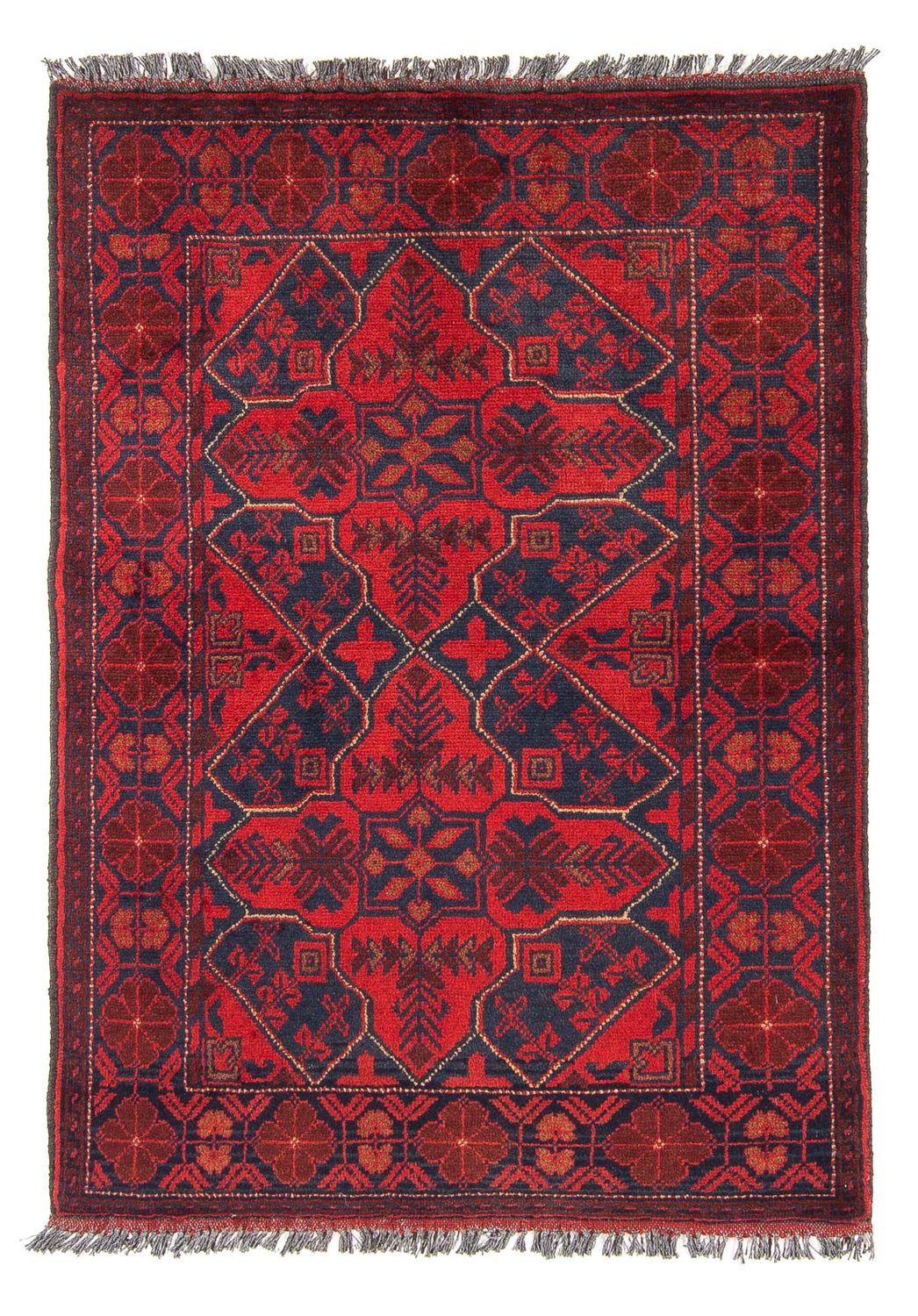 Afghansk tæppe - Kunduz - 125 x 78 cm - mørkerød