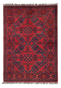 Afghansk tæppe - Kunduz - 125 x 78 cm - mørkerød
