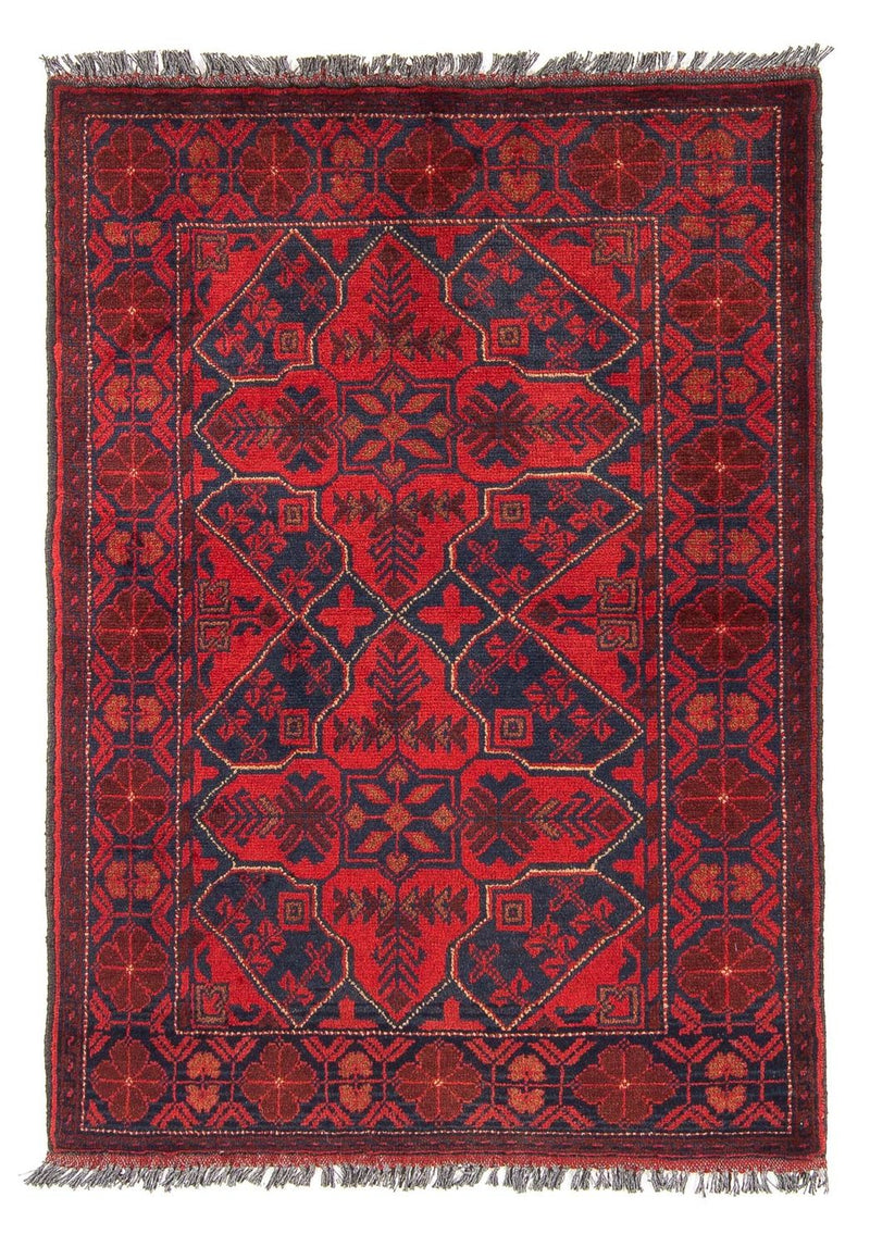 Afghansk tæppe - Kunduz - 125 x 78 cm - mørkerød