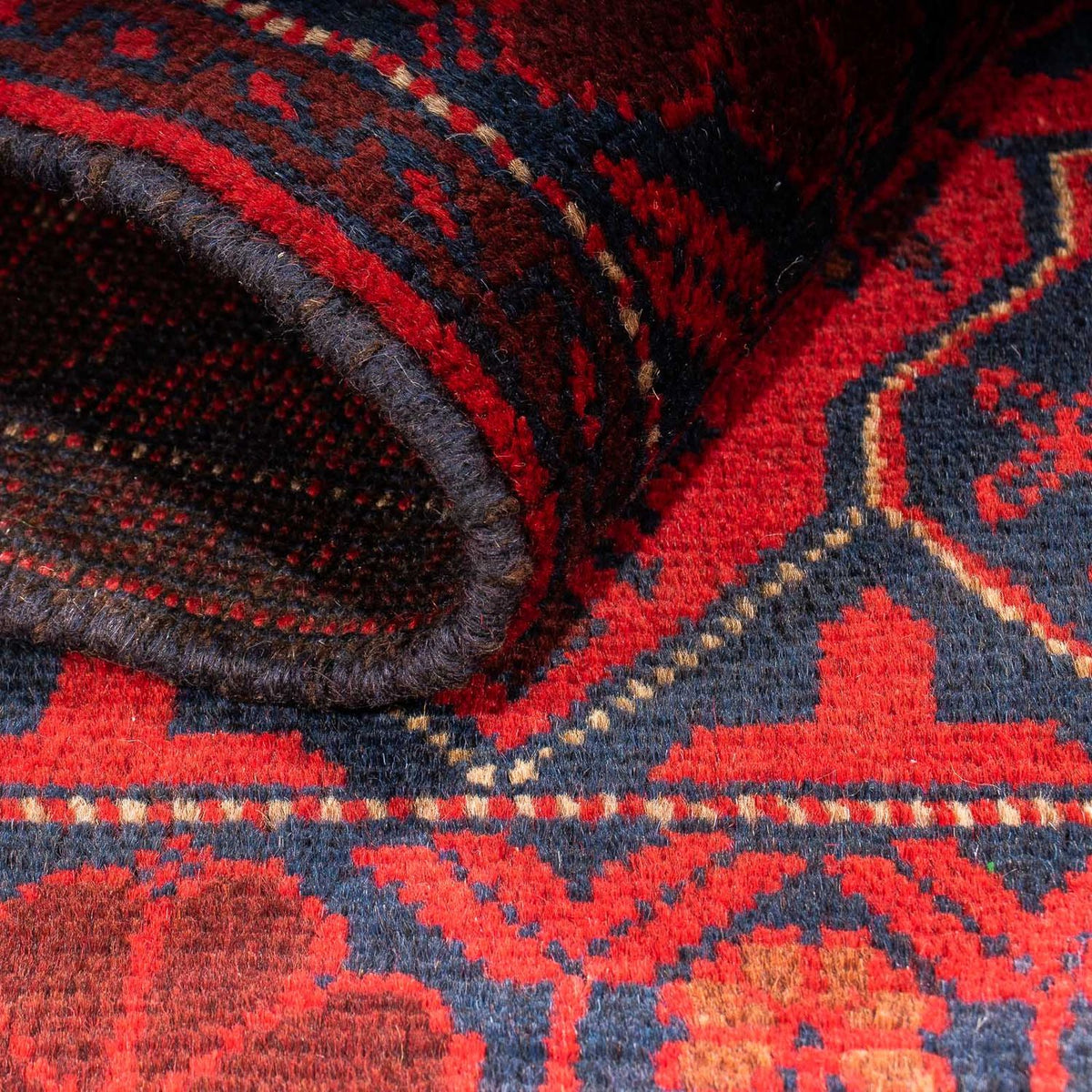 Afghansk tæppe - Kunduz - 125 x 78 cm - mørkerød