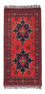Afghansk tæppe - Kunduz - 98 x 49 cm - mørkerød