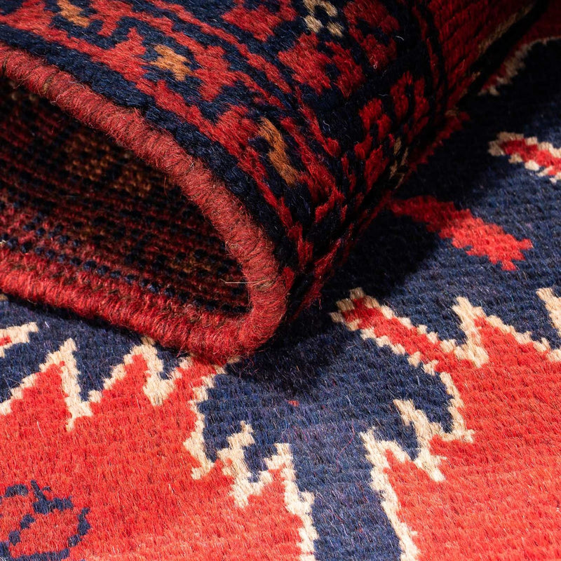Afghansk tæppe - Kunduz - 98 x 49 cm - mørkerød