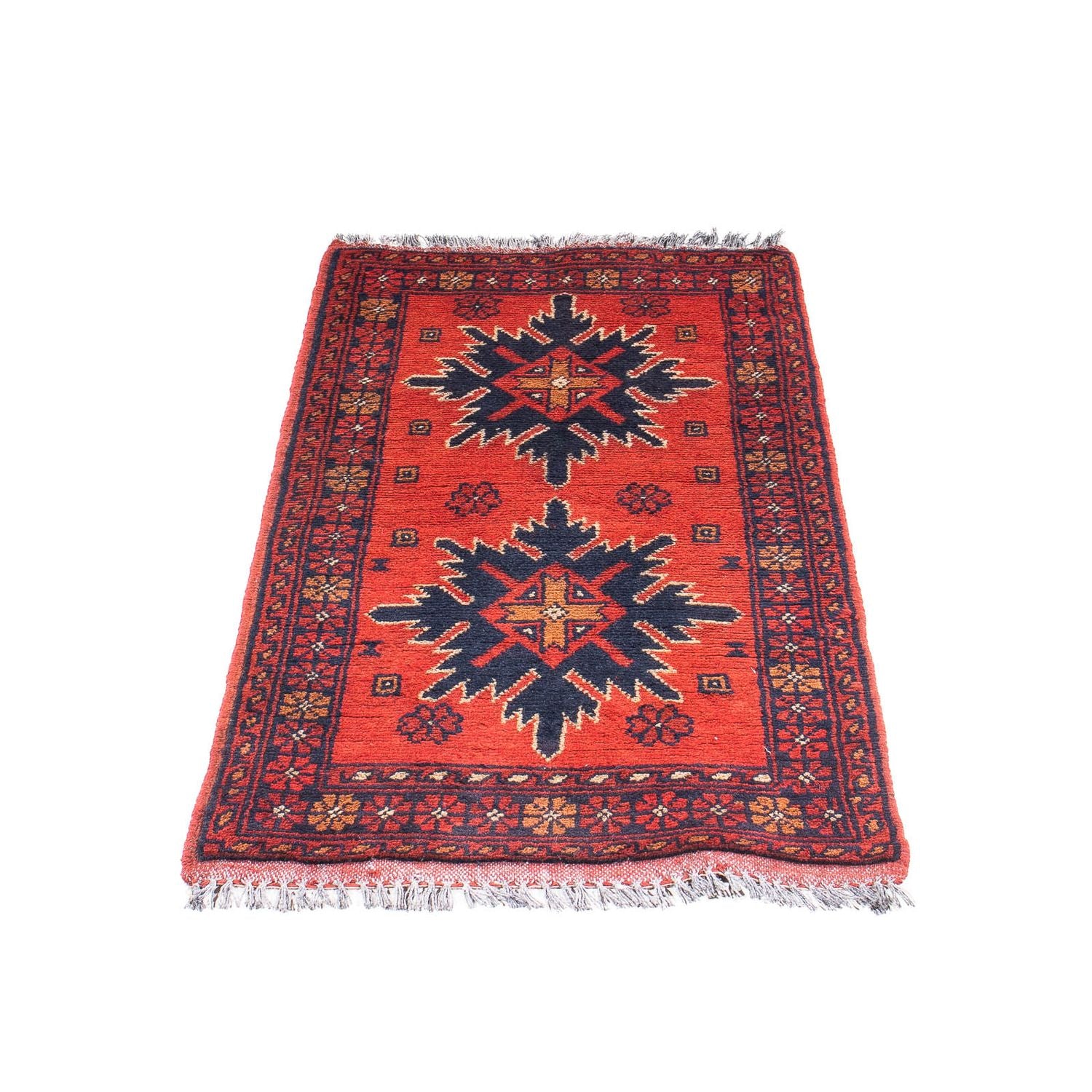 Afghansk tæppe - Kunduz - 98 x 49 cm - mørkerød