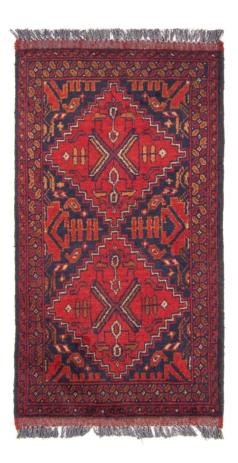Afghansk tæppe - Kunduz - 102 x 52 cm - mørkerød