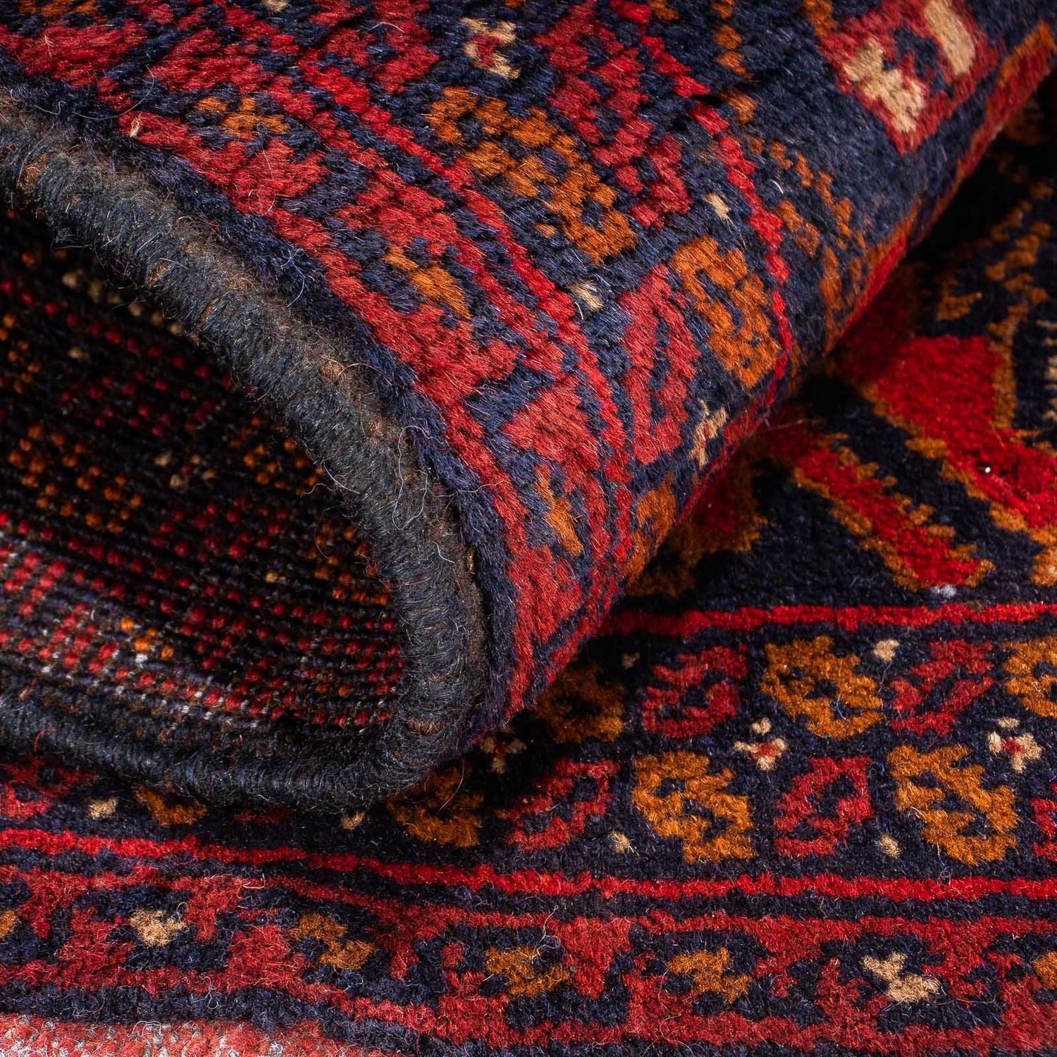 Afghansk tæppe - Kunduz - 102 x 52 cm - mørkerød