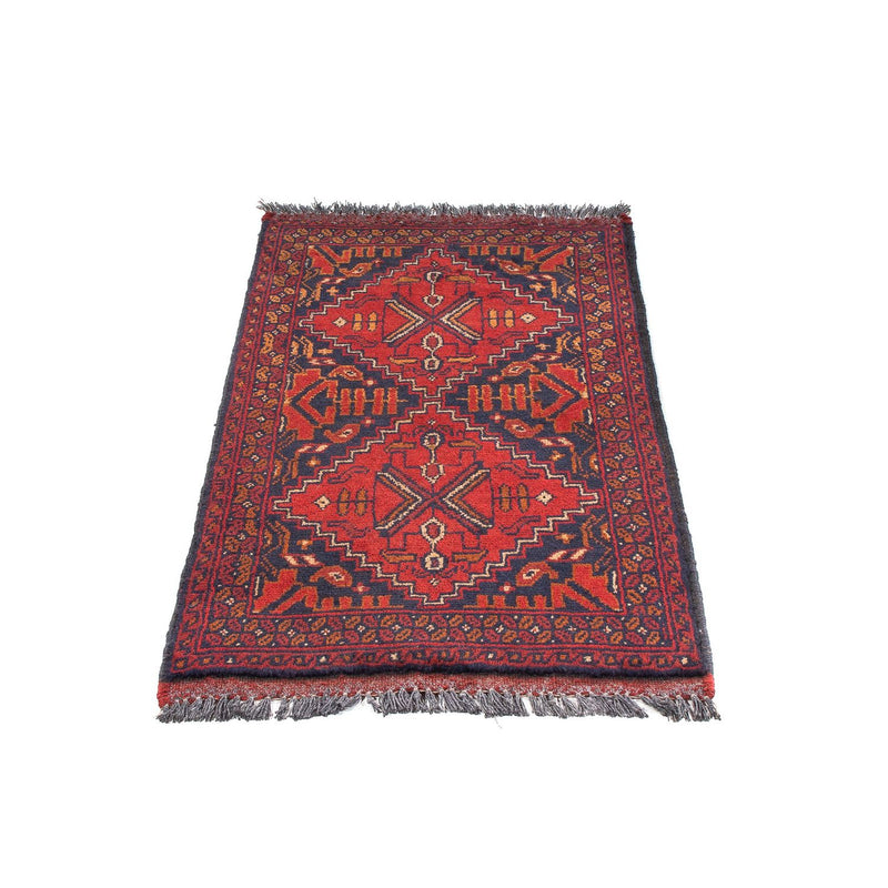 Afghansk tæppe - Kunduz - 102 x 52 cm - mørkerød
