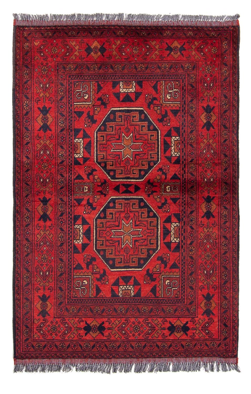 Afghansk tæppe - Kunduz - 146 x 102 cm - mørkerød