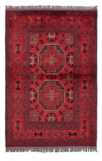 Afghansk tæppe - Kunduz - 146 x 102 cm - mørkerød