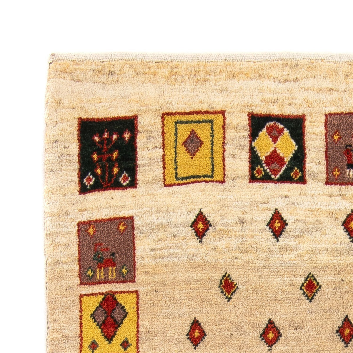 Gabbeh Tæppe - Loribaft Persisk - 150 x 106 cm - beige