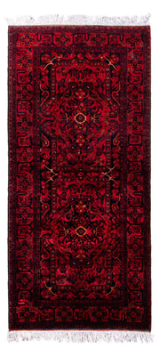 Afghansk tæppe - Kunduz - 203 x 102 cm - mørkerød