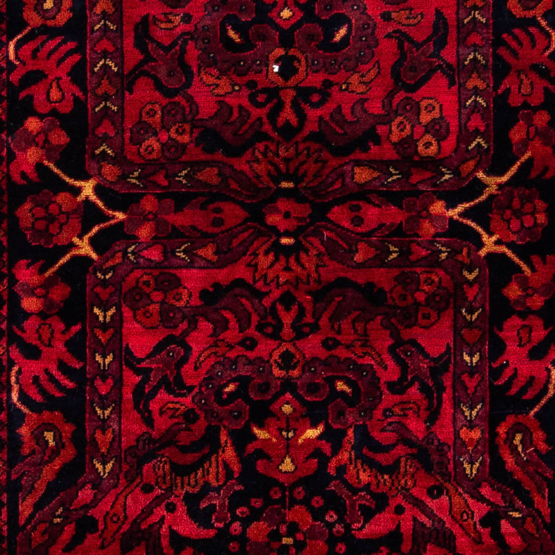 Afghansk tæppe - Kunduz - 203 x 102 cm - mørkerød