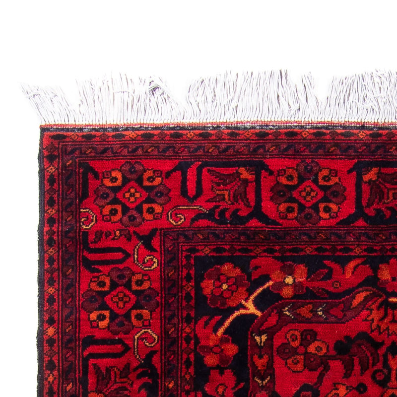 Afghansk tæppe - Kunduz - 203 x 102 cm - mørkerød