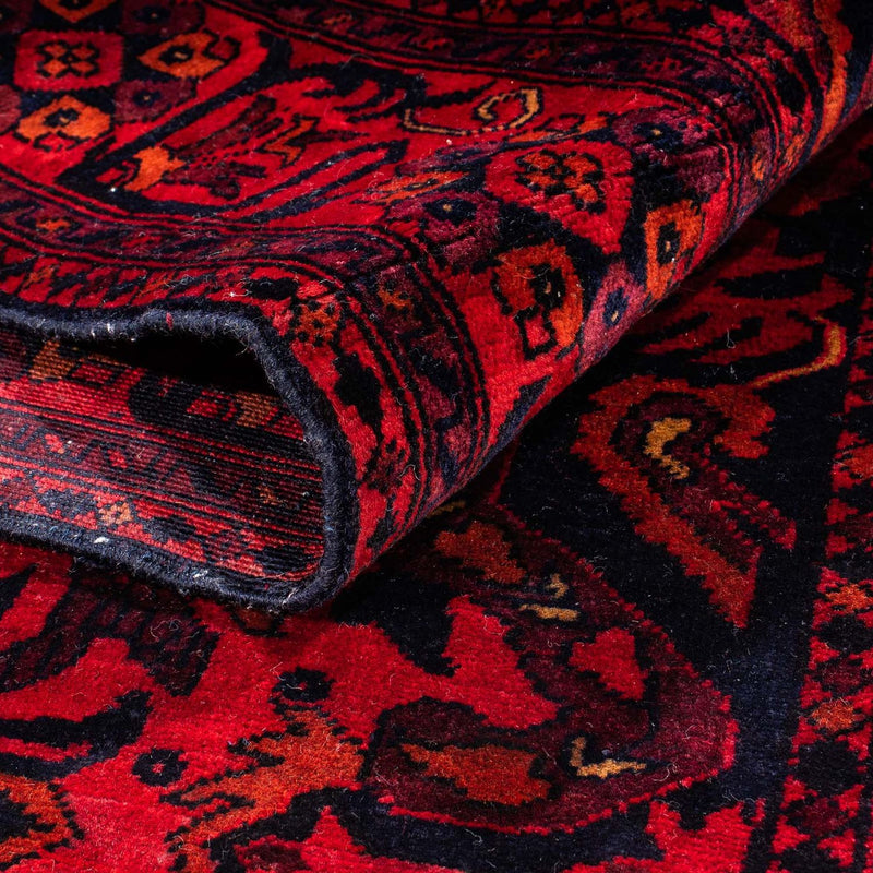 Afghansk tæppe - Kunduz - 203 x 102 cm - mørkerød