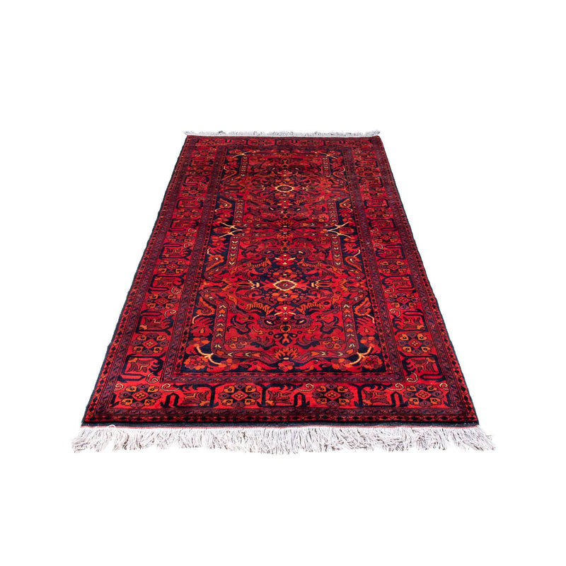 Afghansk tæppe - Kunduz - 203 x 102 cm - mørkerød