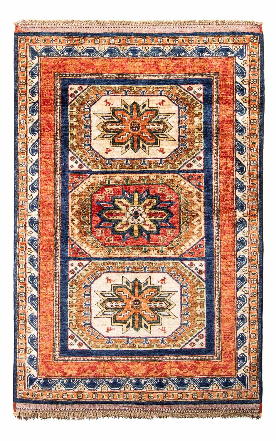 Afghansk tæppe - 185 x 122 cm - mørkeblå