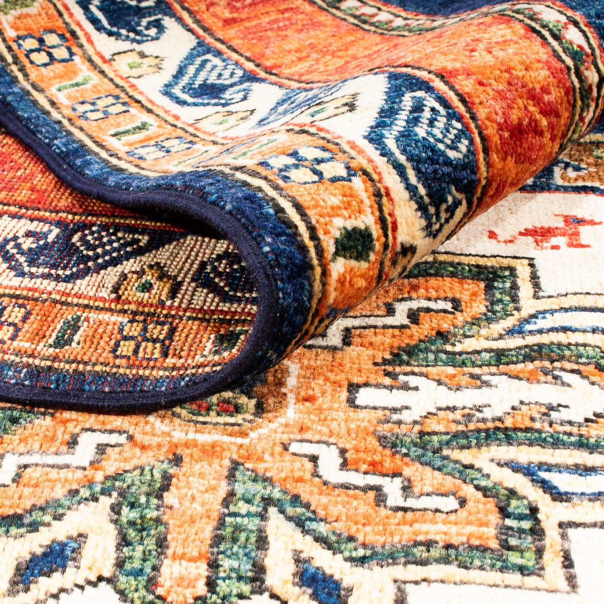 Afghansk tæppe - 185 x 122 cm - mørkeblå