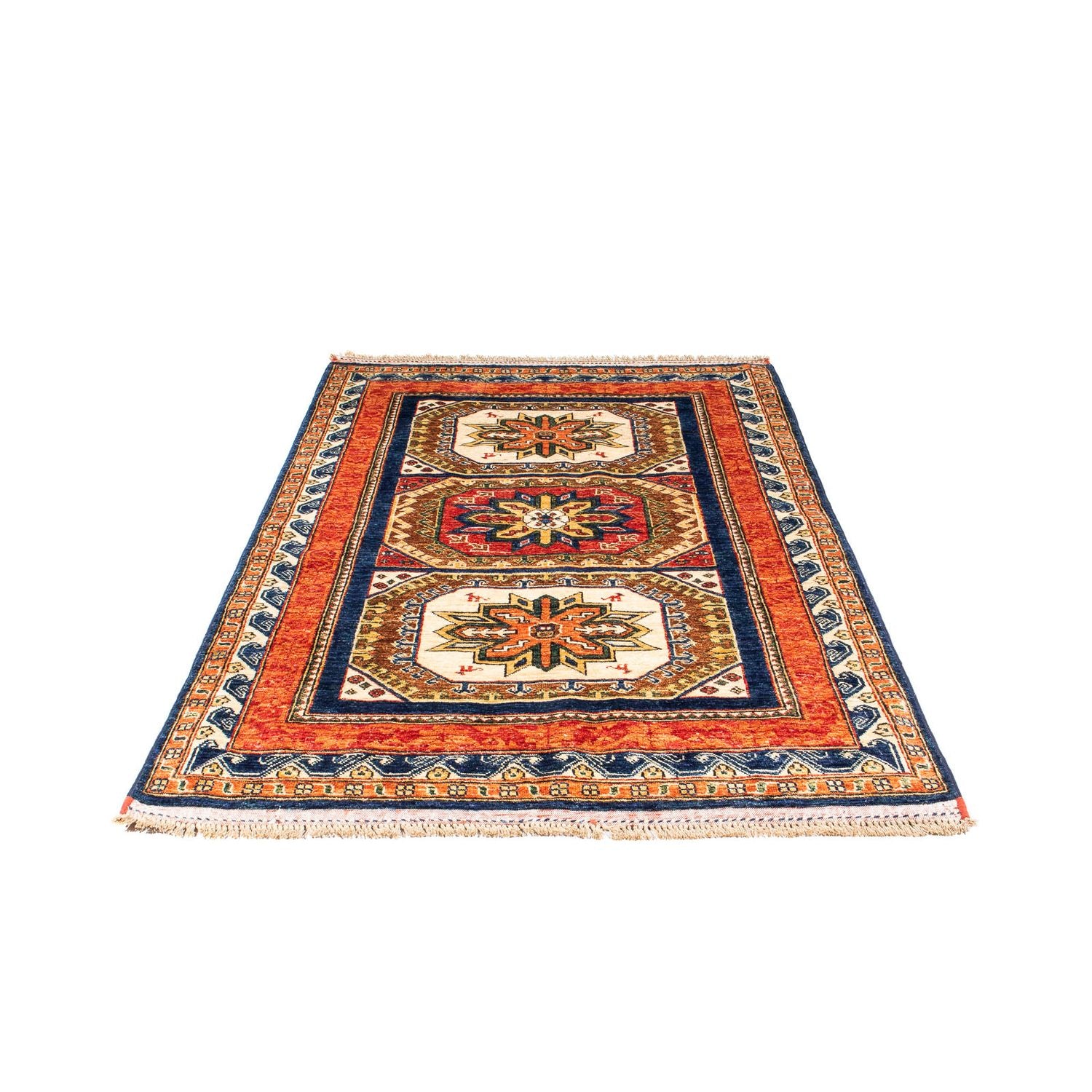Afghansk tæppe - 185 x 122 cm - mørkeblå