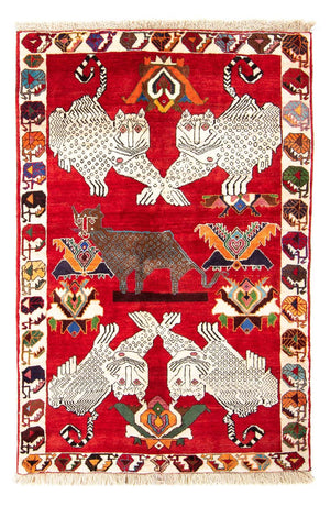 Persisk tæppe - Nomadisk - 204 x 135 cm - mørkerød