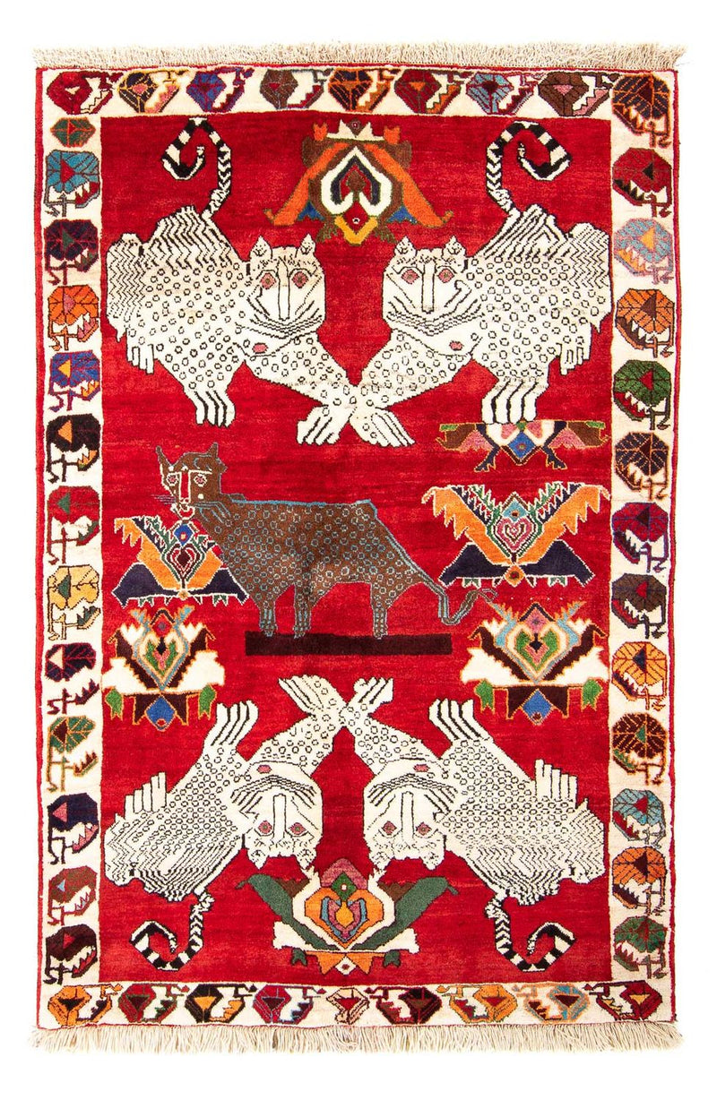 Persisk tæppe - Nomadisk - 204 x 135 cm - mørkerød