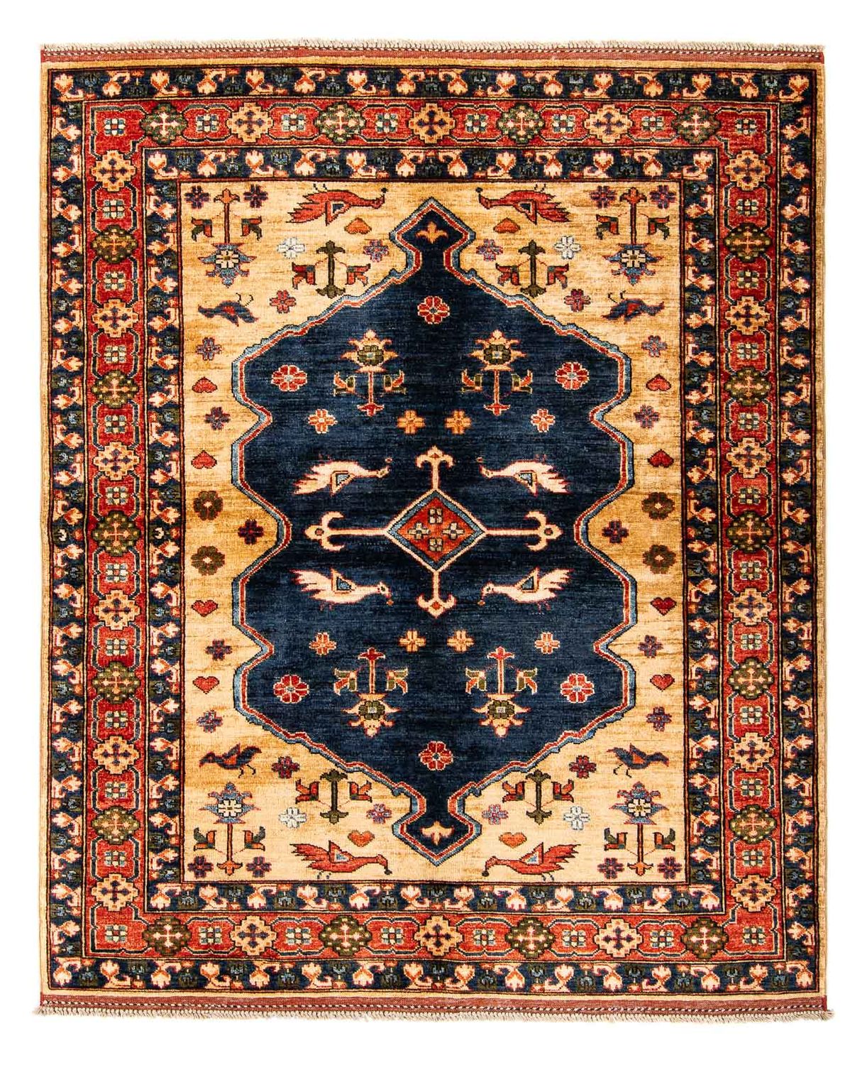 Afghansk tæppe - 200 x 152 cm - mørkeblå