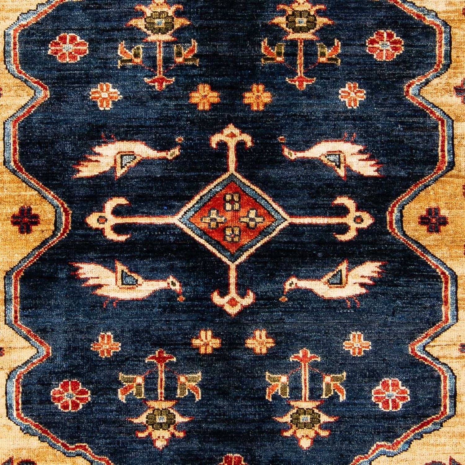 Afghansk tæppe - 200 x 152 cm - mørkeblå