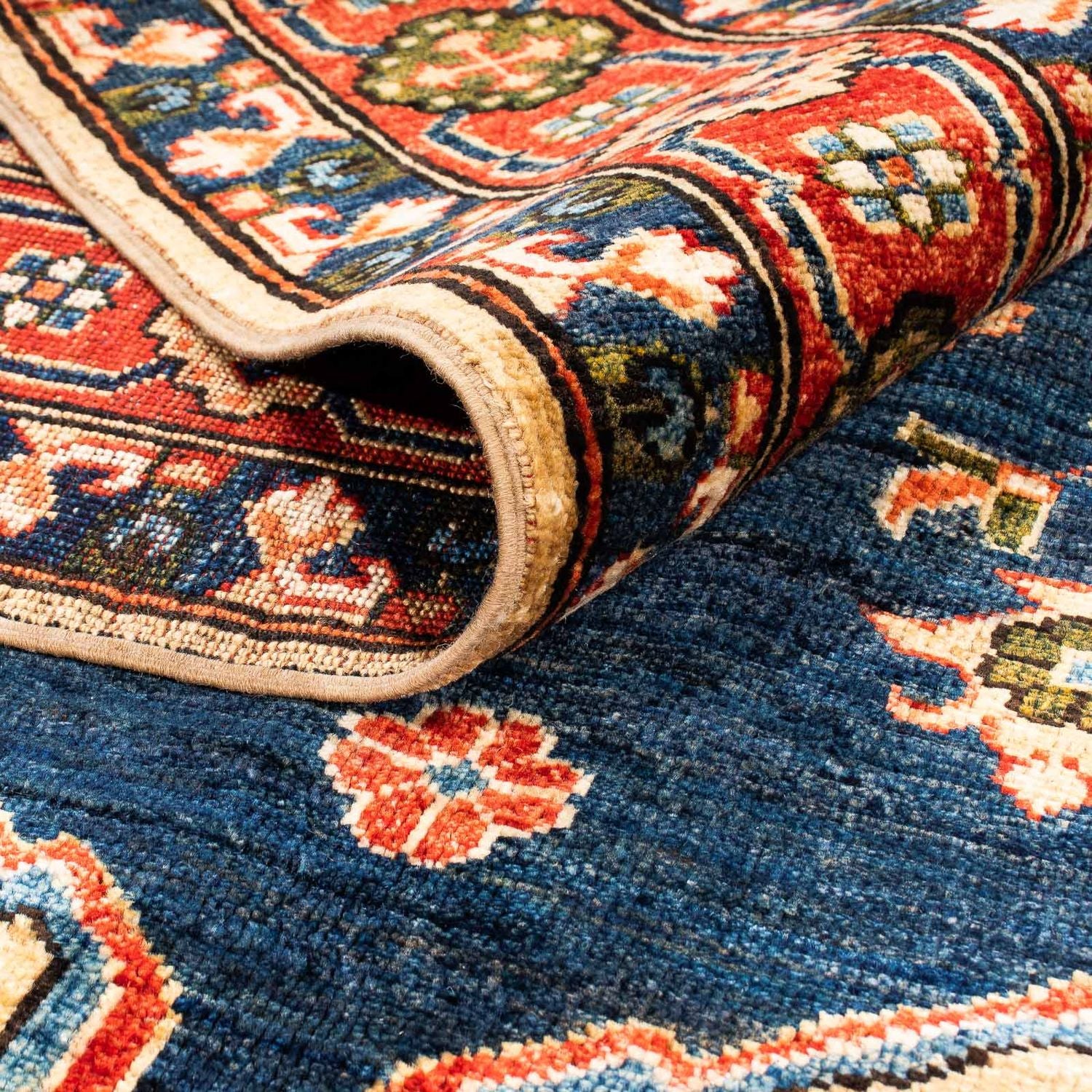 Afghansk tæppe - 200 x 152 cm - mørkeblå