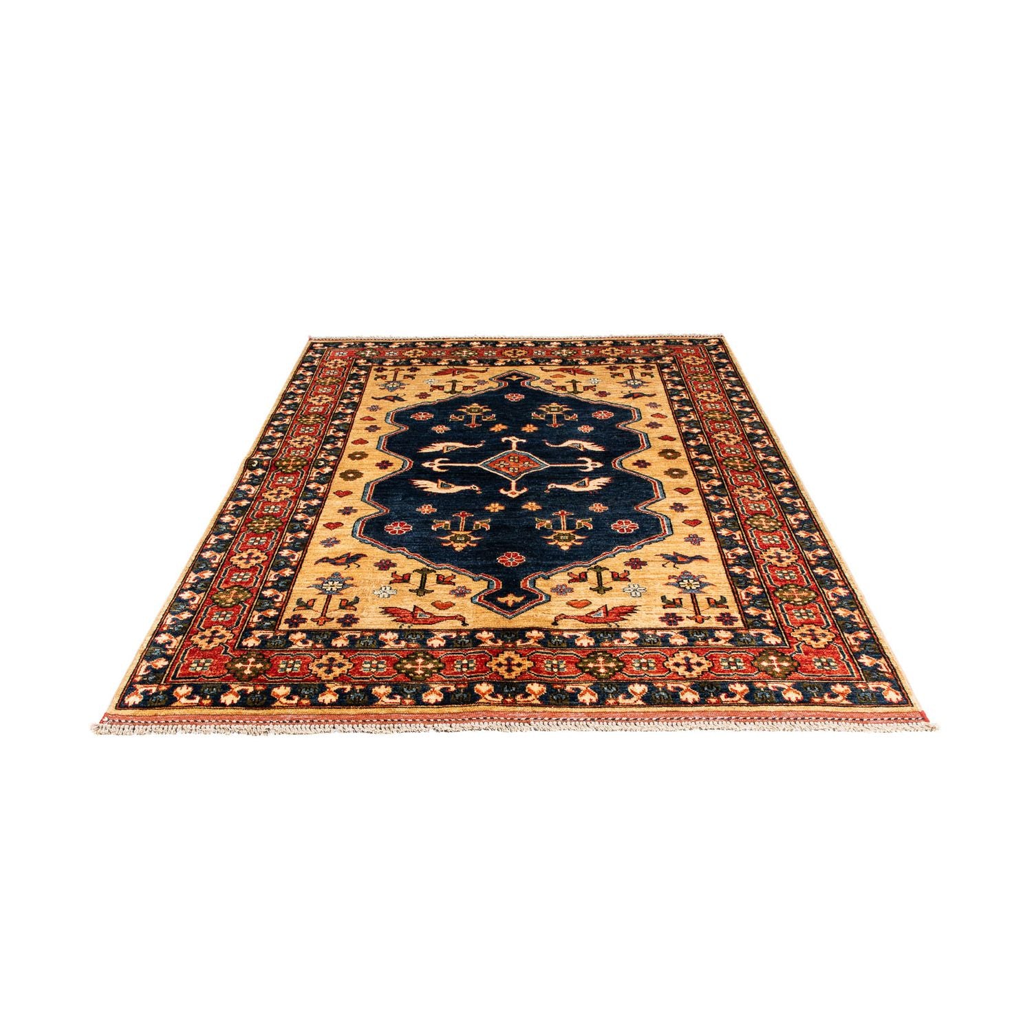 Afghansk tæppe - 200 x 152 cm - mørkeblå