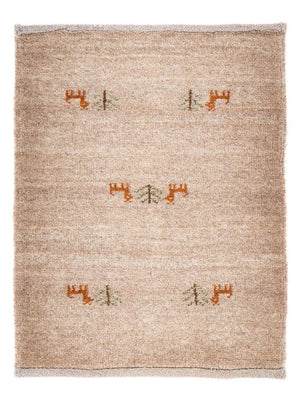 Gabbeh Tæppe - Loribaft Persisk - 60 x 40 cm - lys mocca