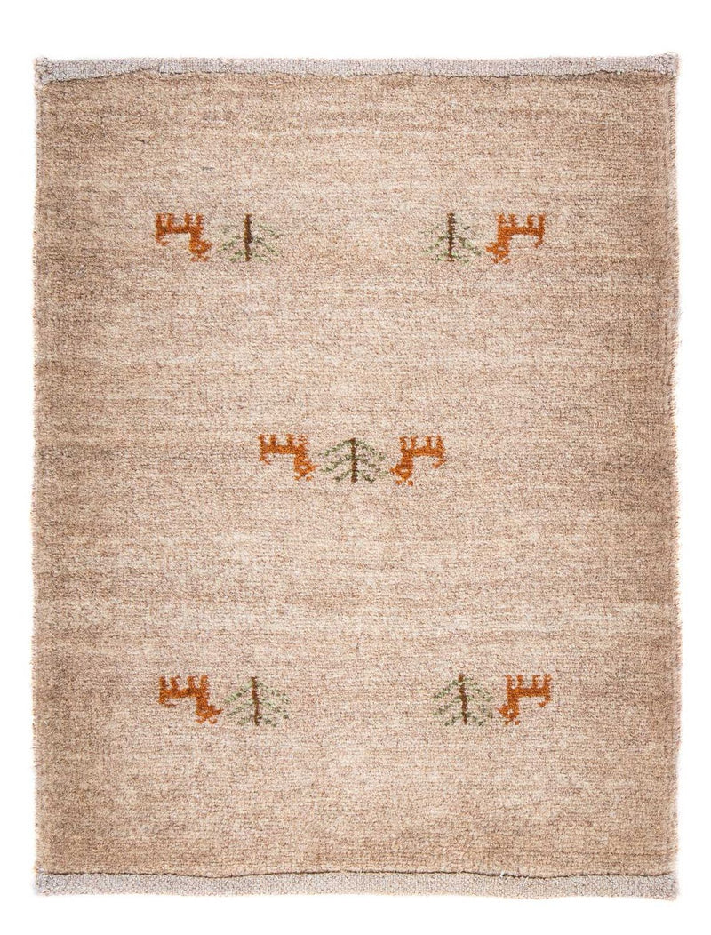 Gabbeh Tæppe - Loribaft Persisk - 60 x 40 cm - lys mocca