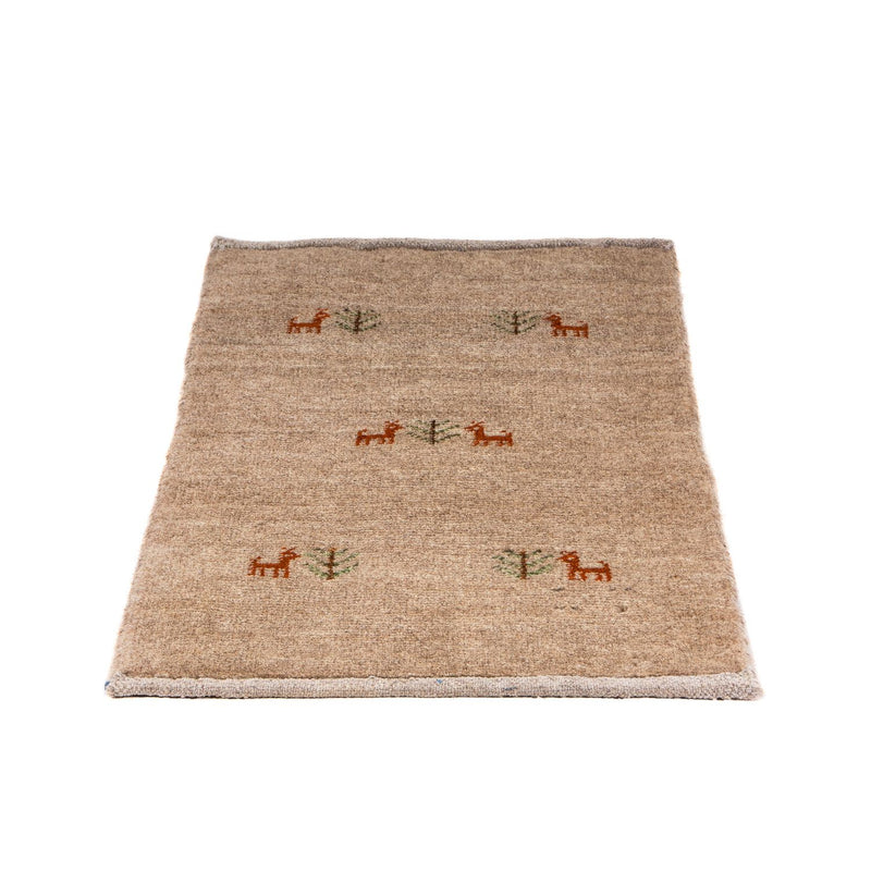 Gabbeh Tæppe - Loribaft Persisk - 60 x 40 cm - lys mocca