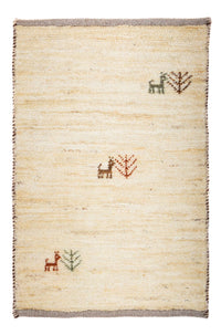 Gabbeh Tæppe - Loribaft Persisk - 60 x 40 cm - beige